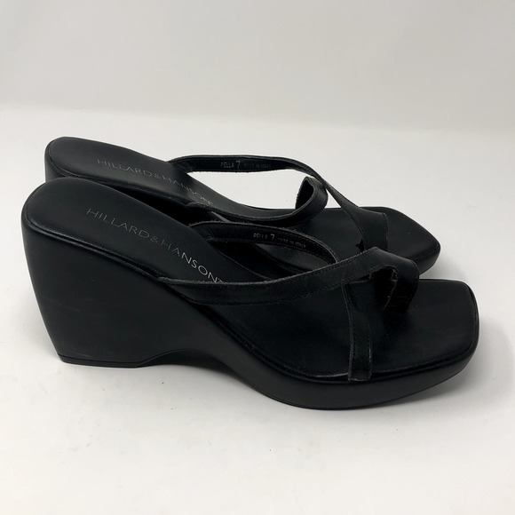 HIllard & Hanson Strappy Platform Sandals Black Size 7 - Picture 2 of 9